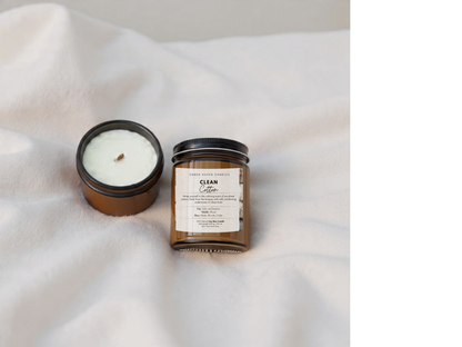 Clean Cotton wood wick candle by Ember Haven Candles